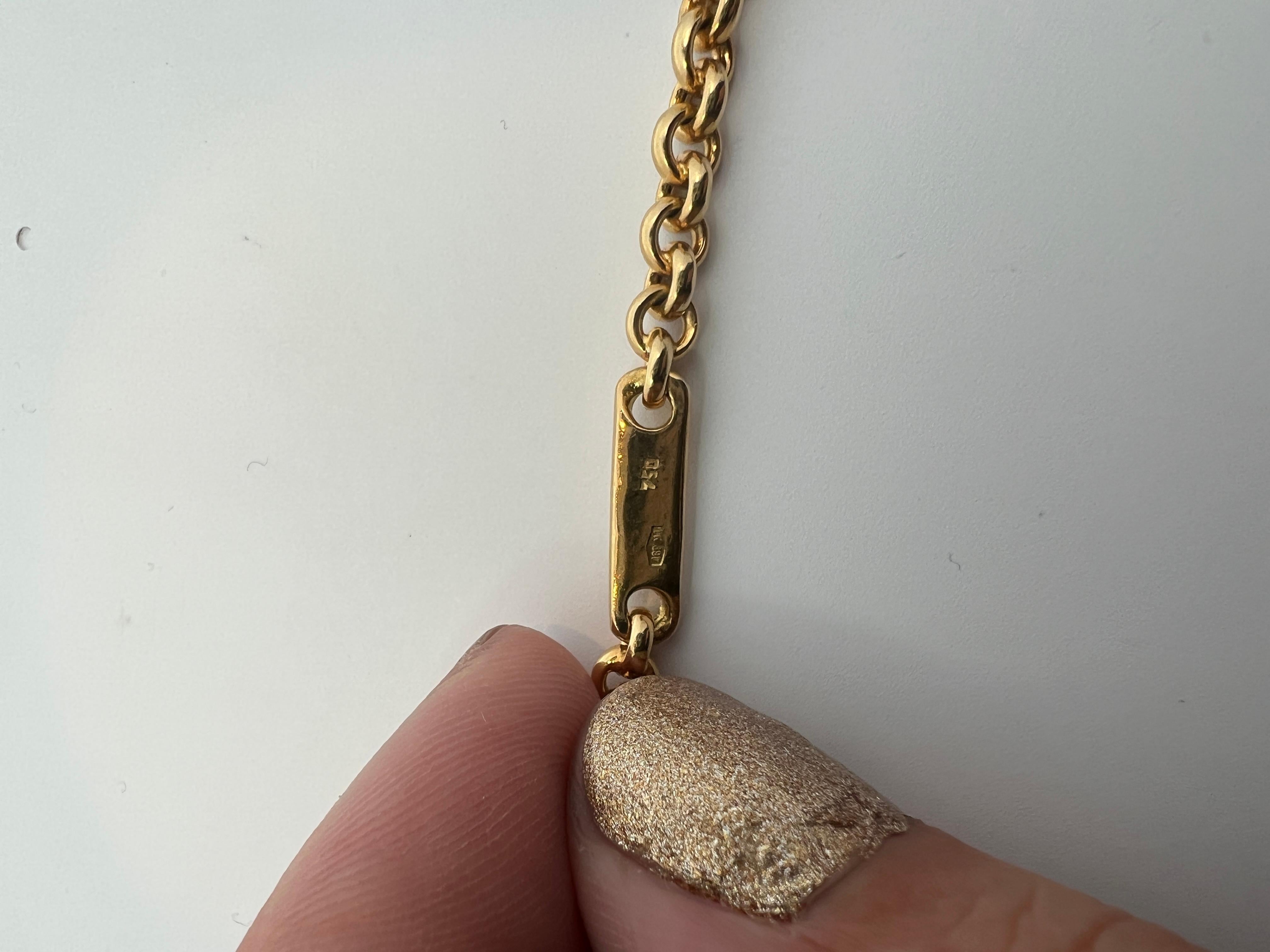 Catena lunga in oro giallo 18k, quarzo occhio di tigre e nefrite di Pomellato. 1
