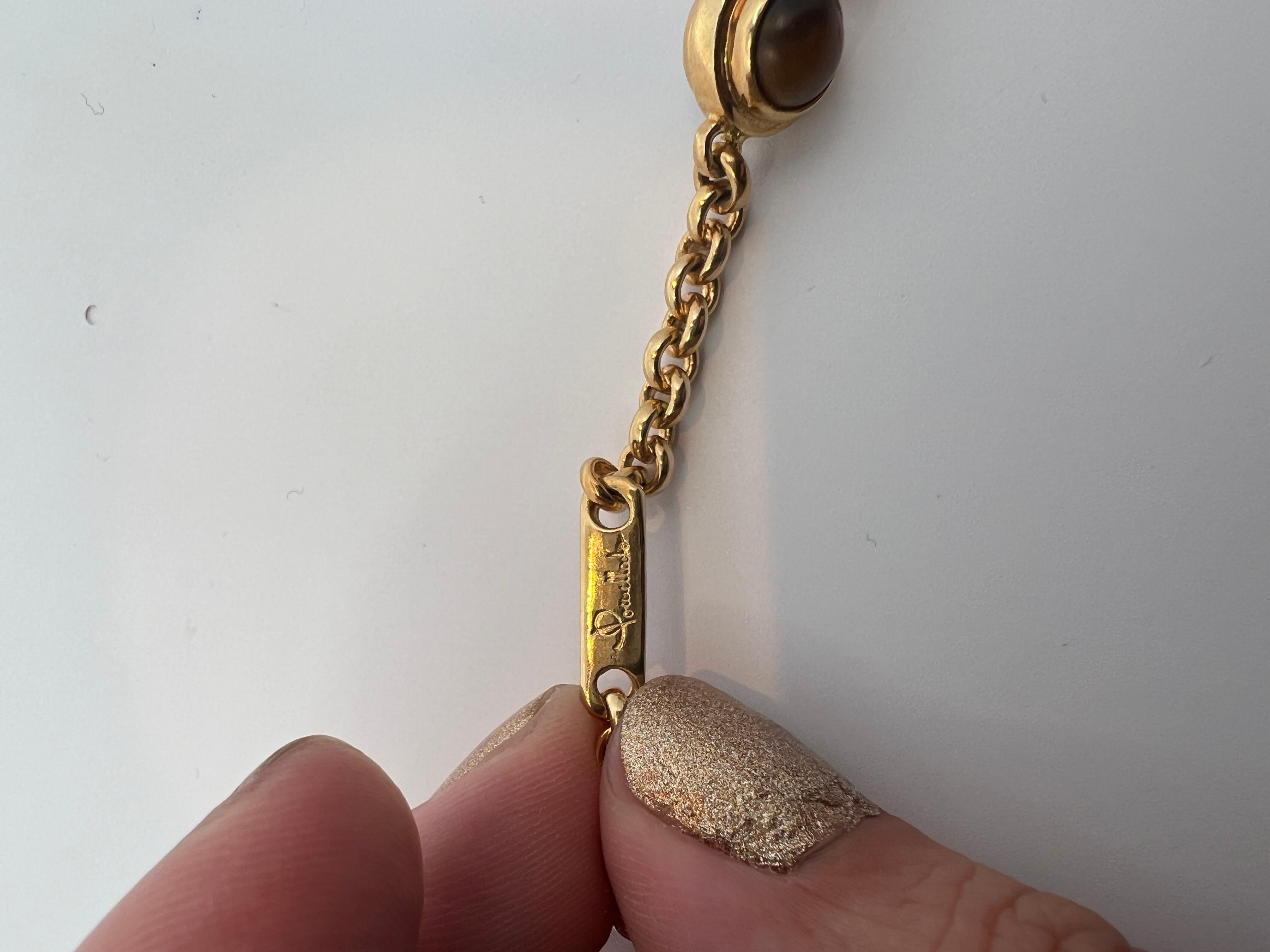 Catena lunga in oro giallo 18k, quarzo occhio di tigre e nefrite di Pomellato. 2