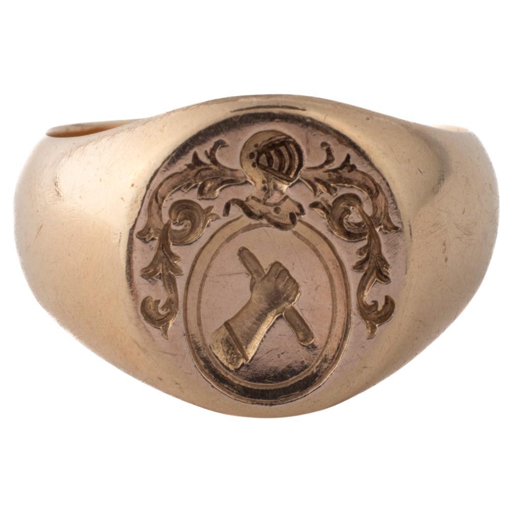 Une bague de signet victorienne française en 18kt montre de la puissance