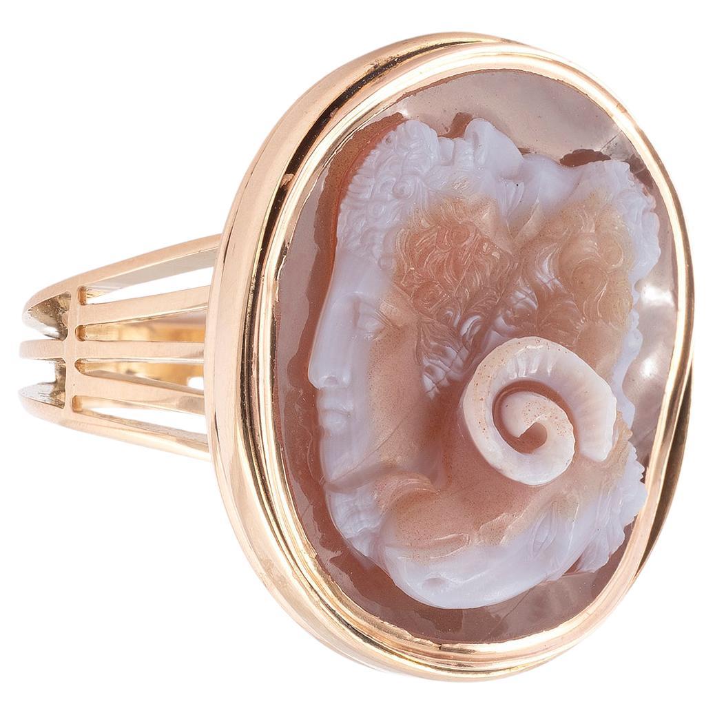 An 18th-19th Century Agate Cameo Of A Gryllus Ring In Excellent Condition In Firenze, IT