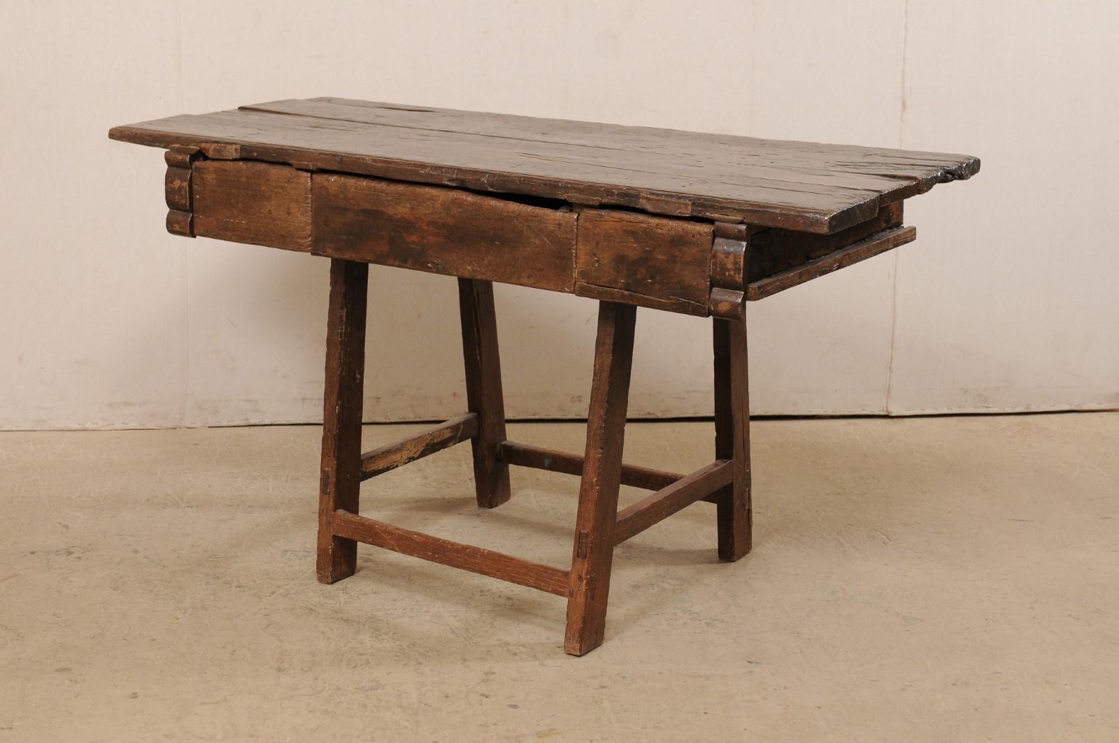 18th C. Brazilian Peroba Wood Table with Drawers, Exquisitely Rustic For Sale 6