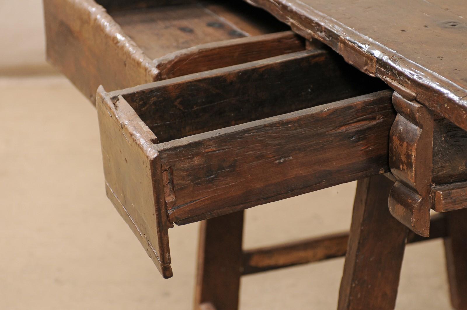 18th Century and Earlier 18th C. Brazilian Peroba Wood Table with Drawers, Exquisitely Rustic For Sale