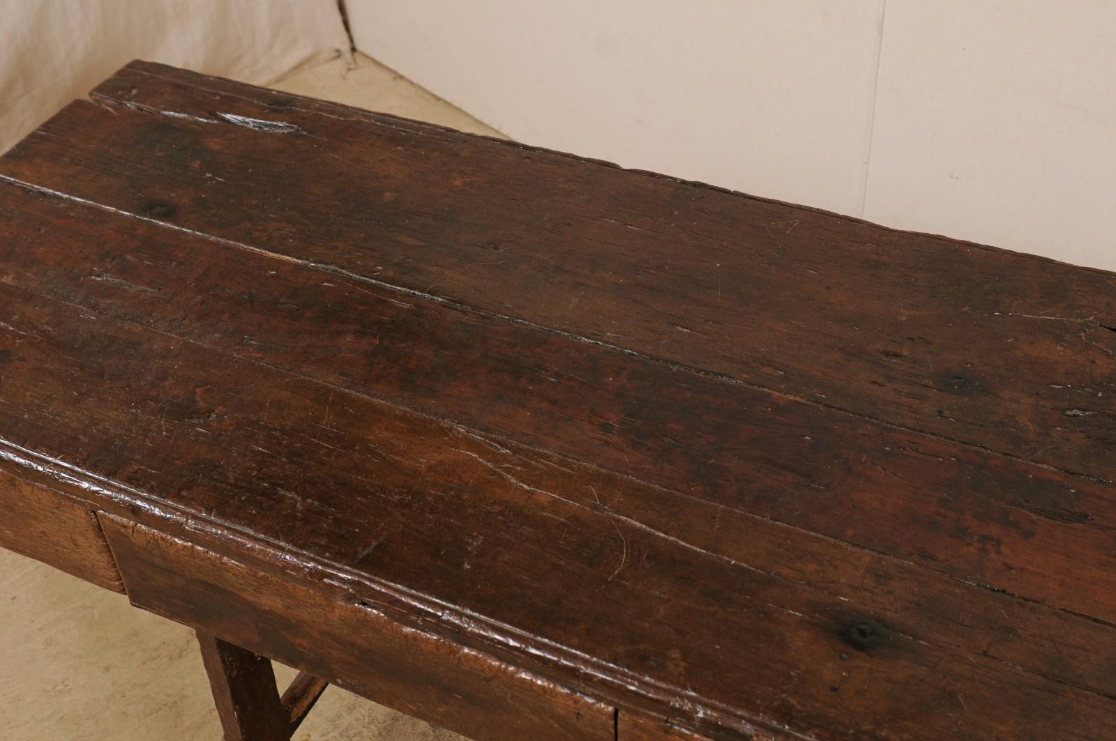 18th C. Brazilian Peroba Wood Table with Drawers, Exquisitely Rustic For Sale 1