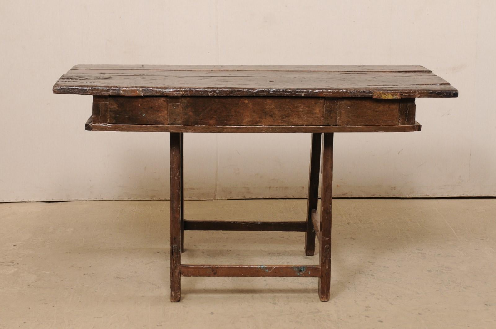 18th C. Brazilian Peroba Wood Table with Drawers, Exquisitely Rustic For Sale 3