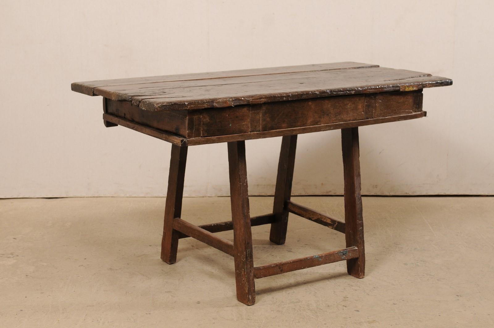 18th C. Brazilian Peroba Wood Table with Drawers, Exquisitely Rustic For Sale 4