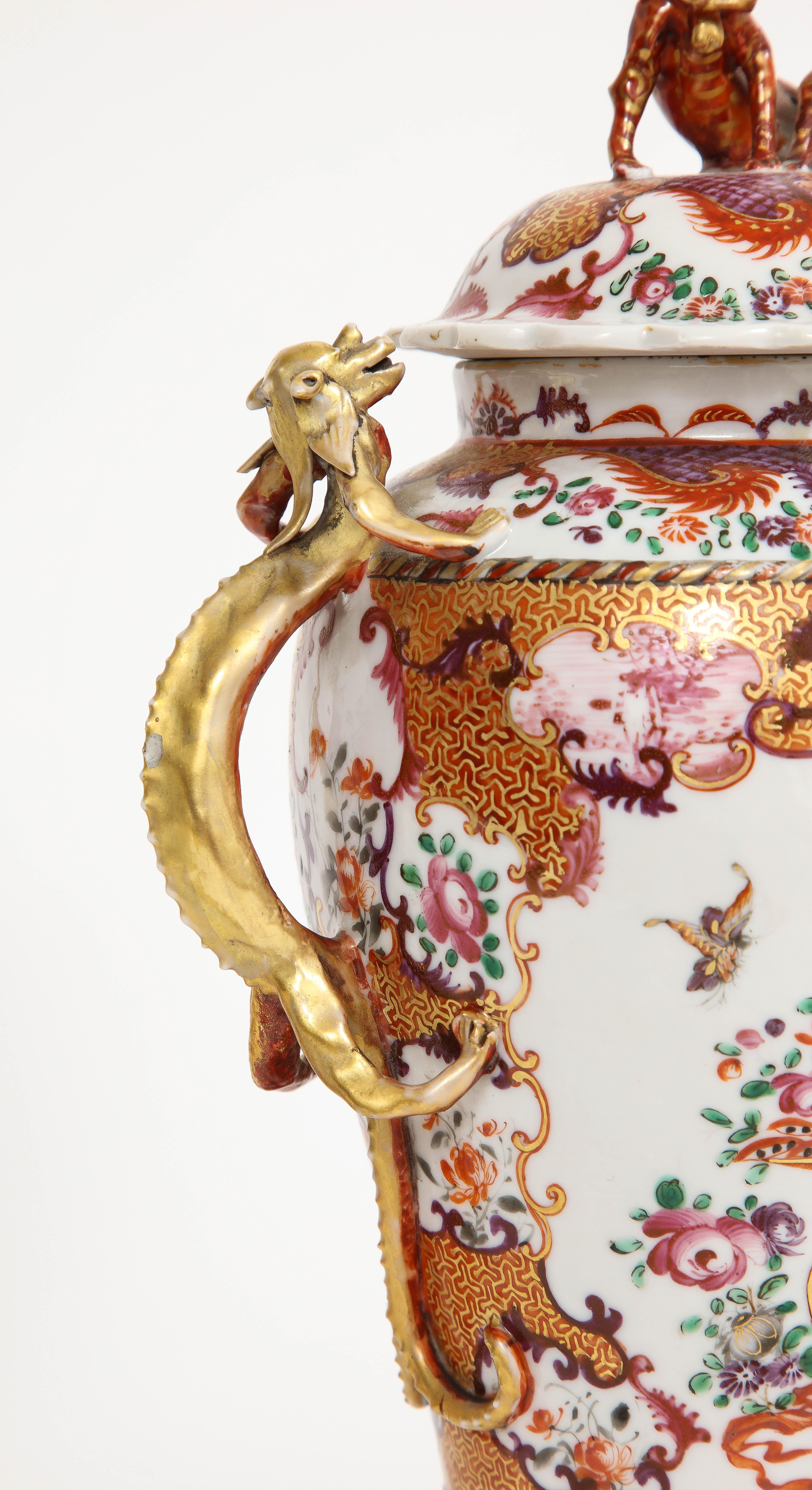 18th C. Chinese Porcelain Famille Rose Mandarin 3-Piece Vase Garniture Set For Sale 7