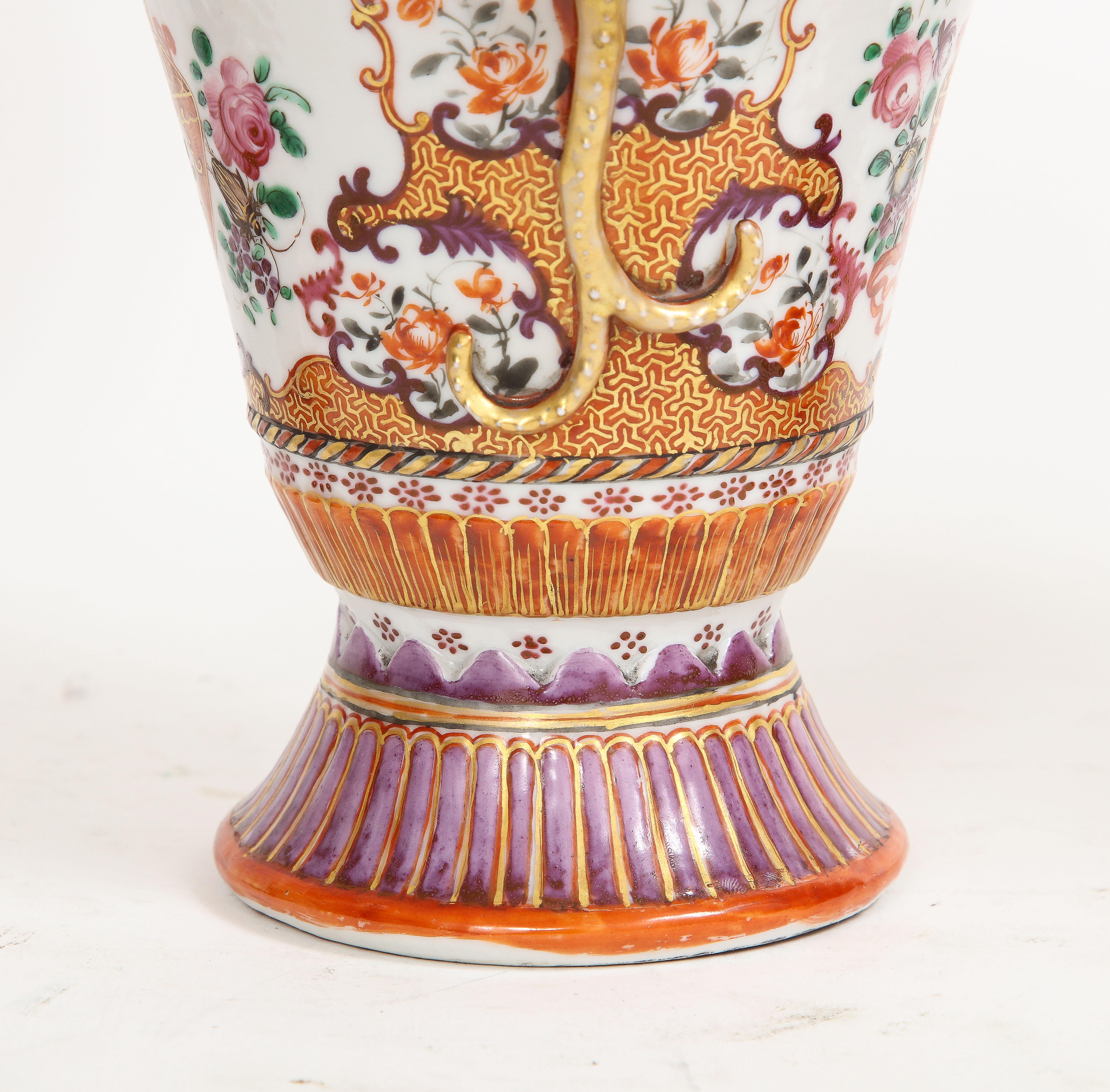 18th C. Chinese Porcelain Famille Rose Mandarin 3-Piece Vase Garniture Set For Sale 10