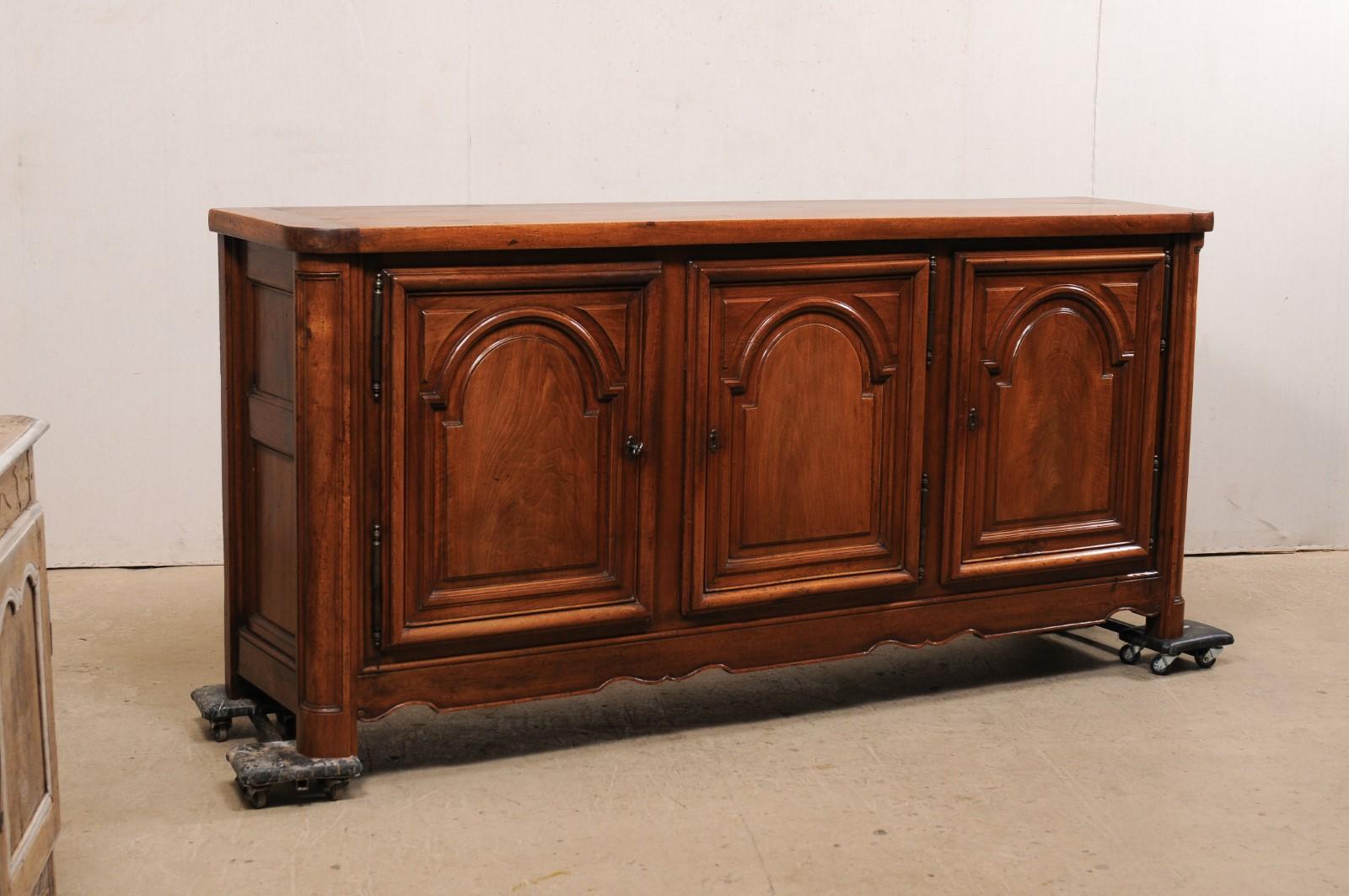 18th C. French Buffet Console w/ Arch Carved Panel Doors 3