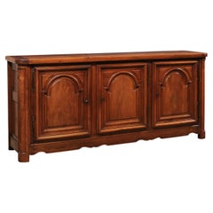 18th C. French Buffet Console w/ Arch Carved Panel Doors