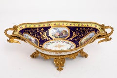 An 18th C. French Ormolu Mounted Sevres Porcelain Centerpiece w/ Dragon Handles
