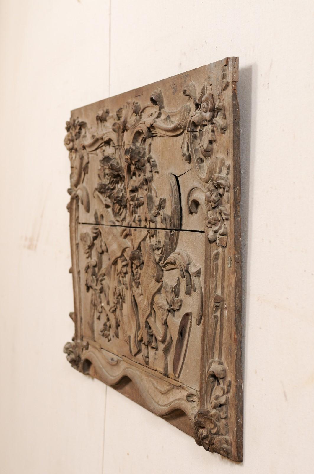 18th Century French Rectangular Wood Wall Decoration Carved in Musical Motif 2