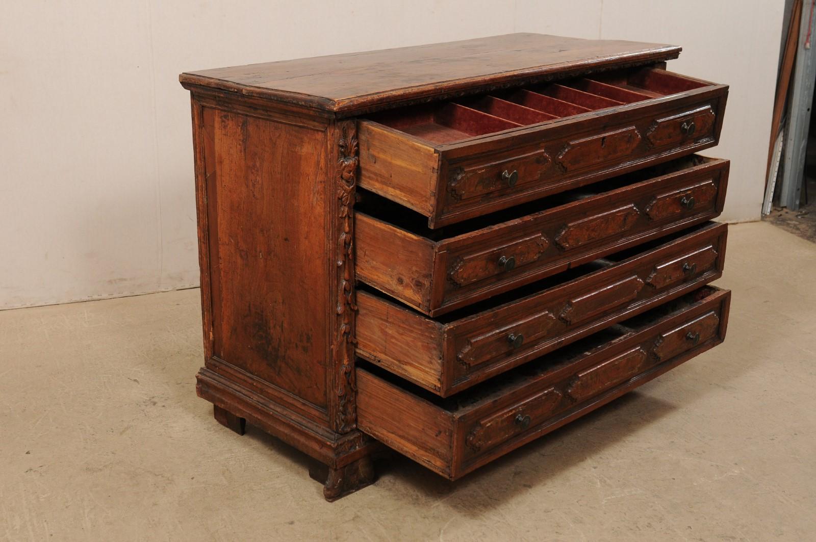 18th Century 4-Drawer Commode with Finely Carved Embellishments and Trimmings In Good Condition For Sale In Atlanta, GA
