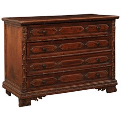 18th Century 4-Drawer Commode with Finely Carved Embellishments and Trimmings