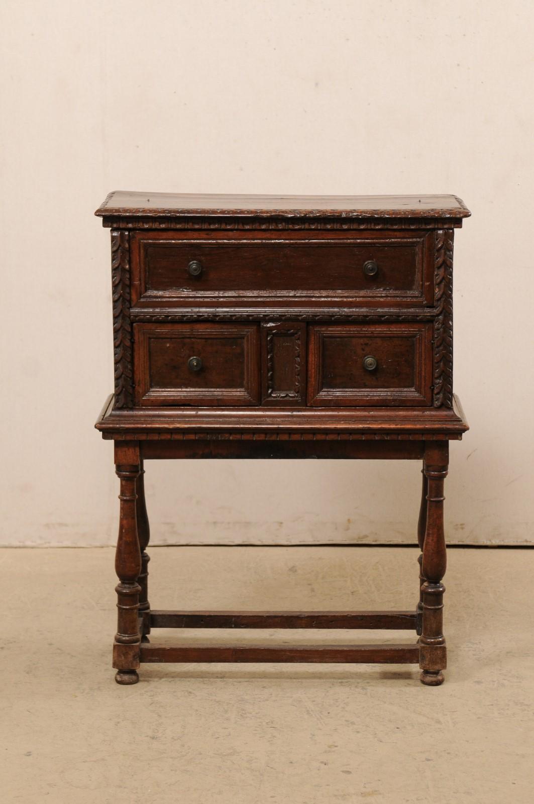 18th C. Italian Butler's Desk Nicely Raised on Turned Leg Base For Sale 4