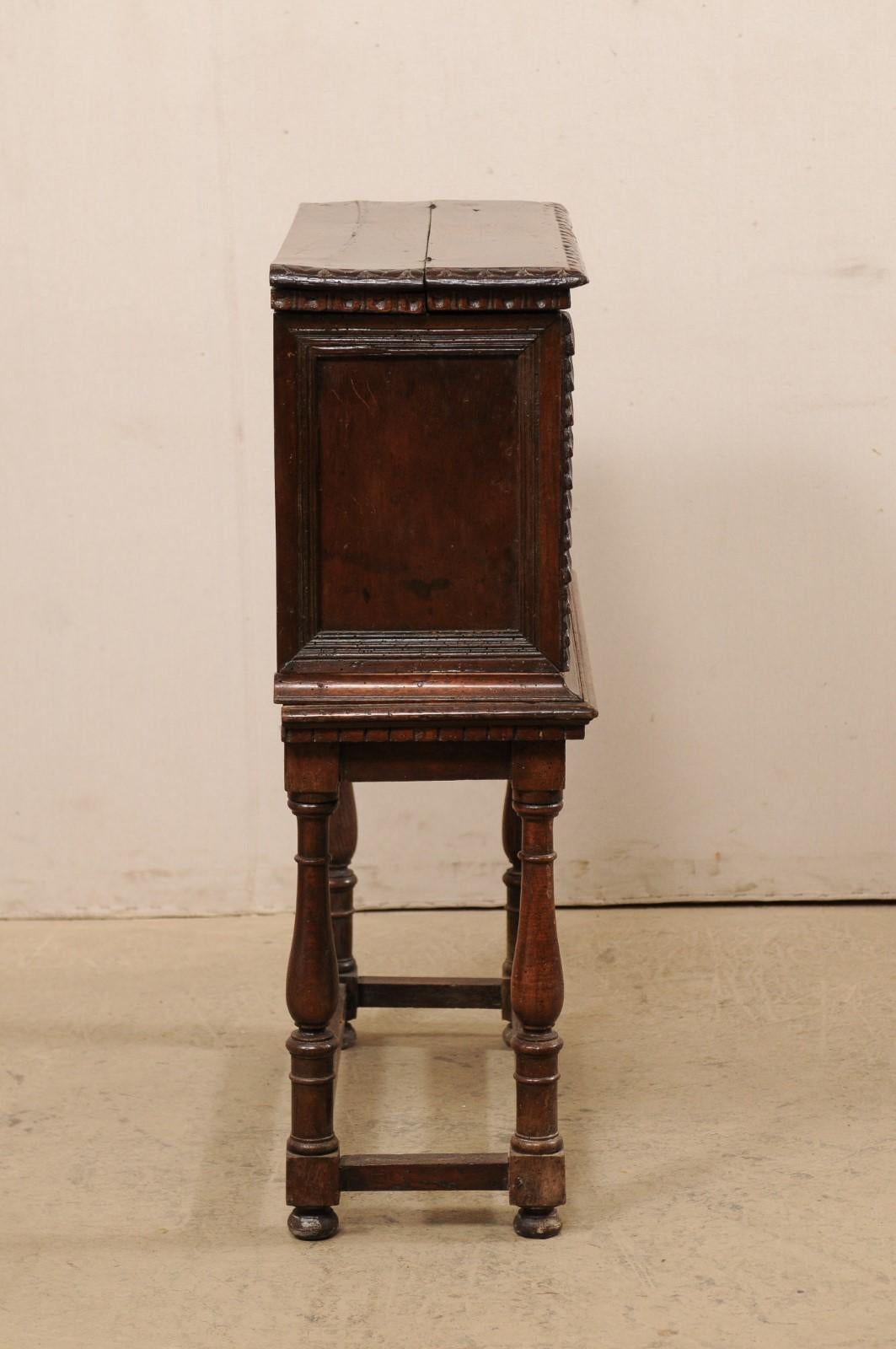 18th C. Italian Butler's Desk Nicely Raised on Turned Leg Base For Sale 1
