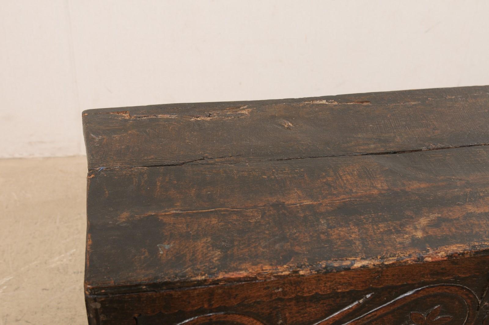 18th C. Italian Carved-Wood Cassone W/It's Original Iron Hardware 8