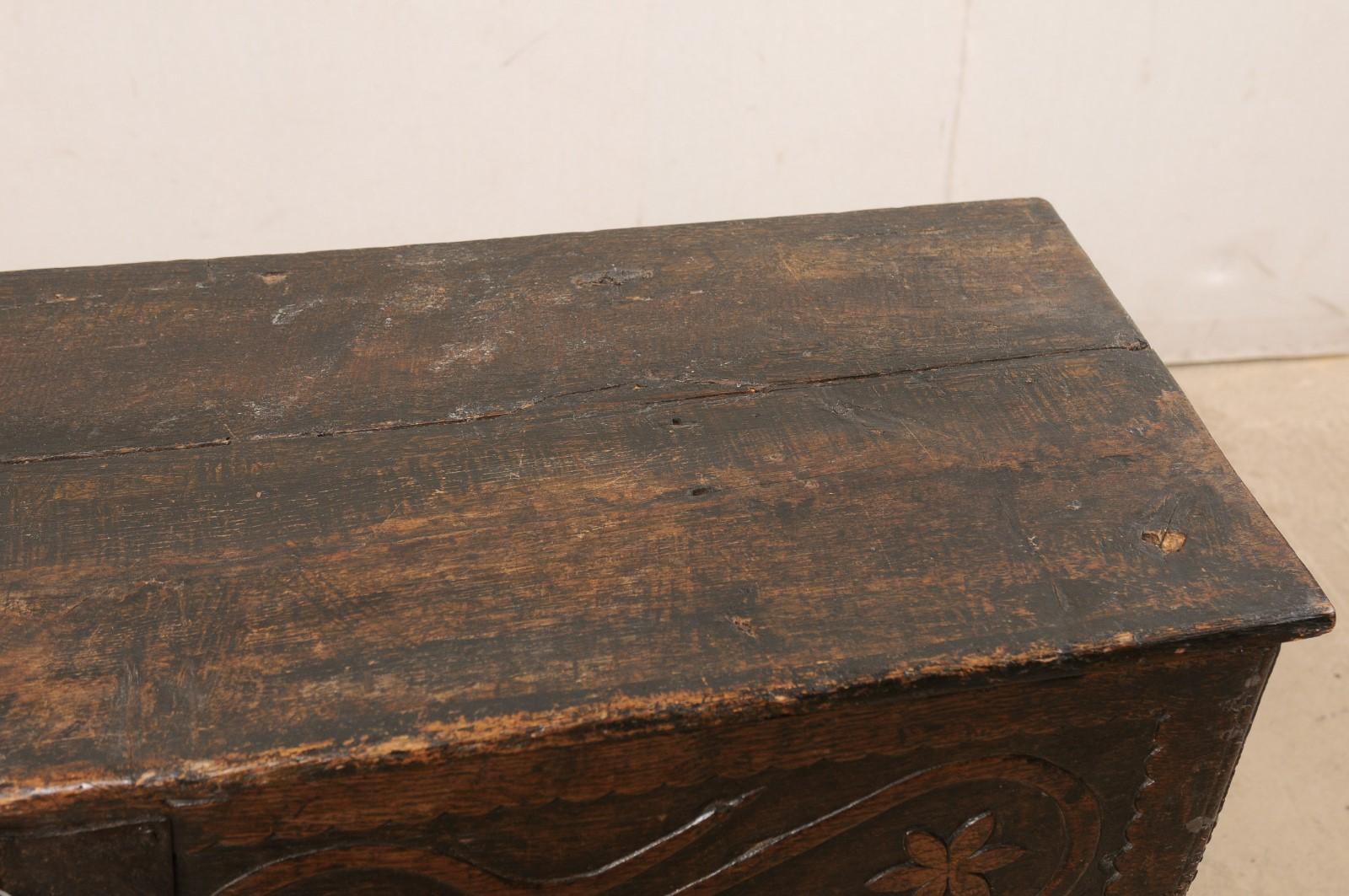 18th C. Italian Carved-Wood Cassone W/It's Original Iron Hardware 9