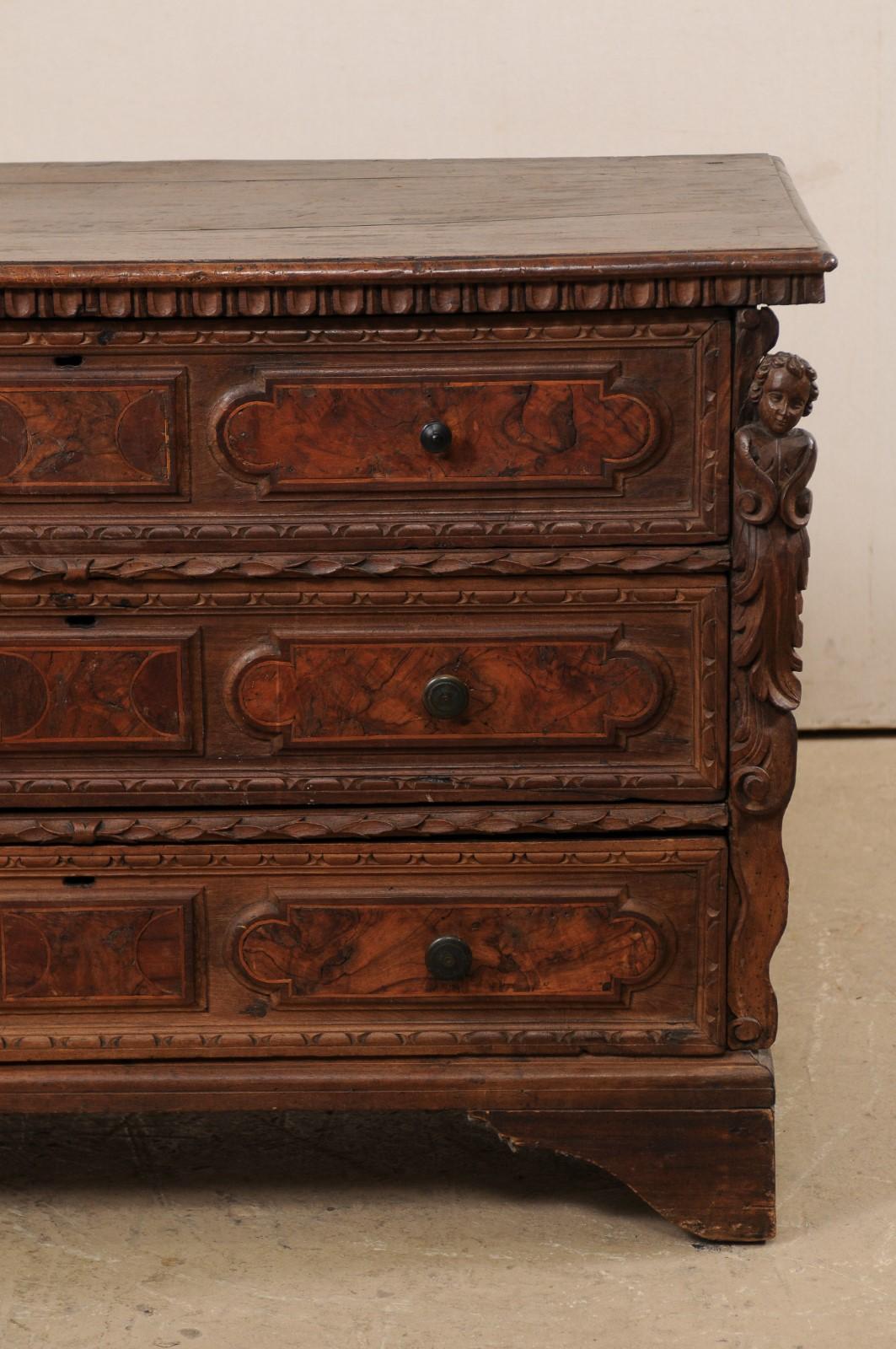 18th Century 18th C Italian Chest Adorn with Putti, Egg-n-Dart, and Acanthus Carvings For Sale