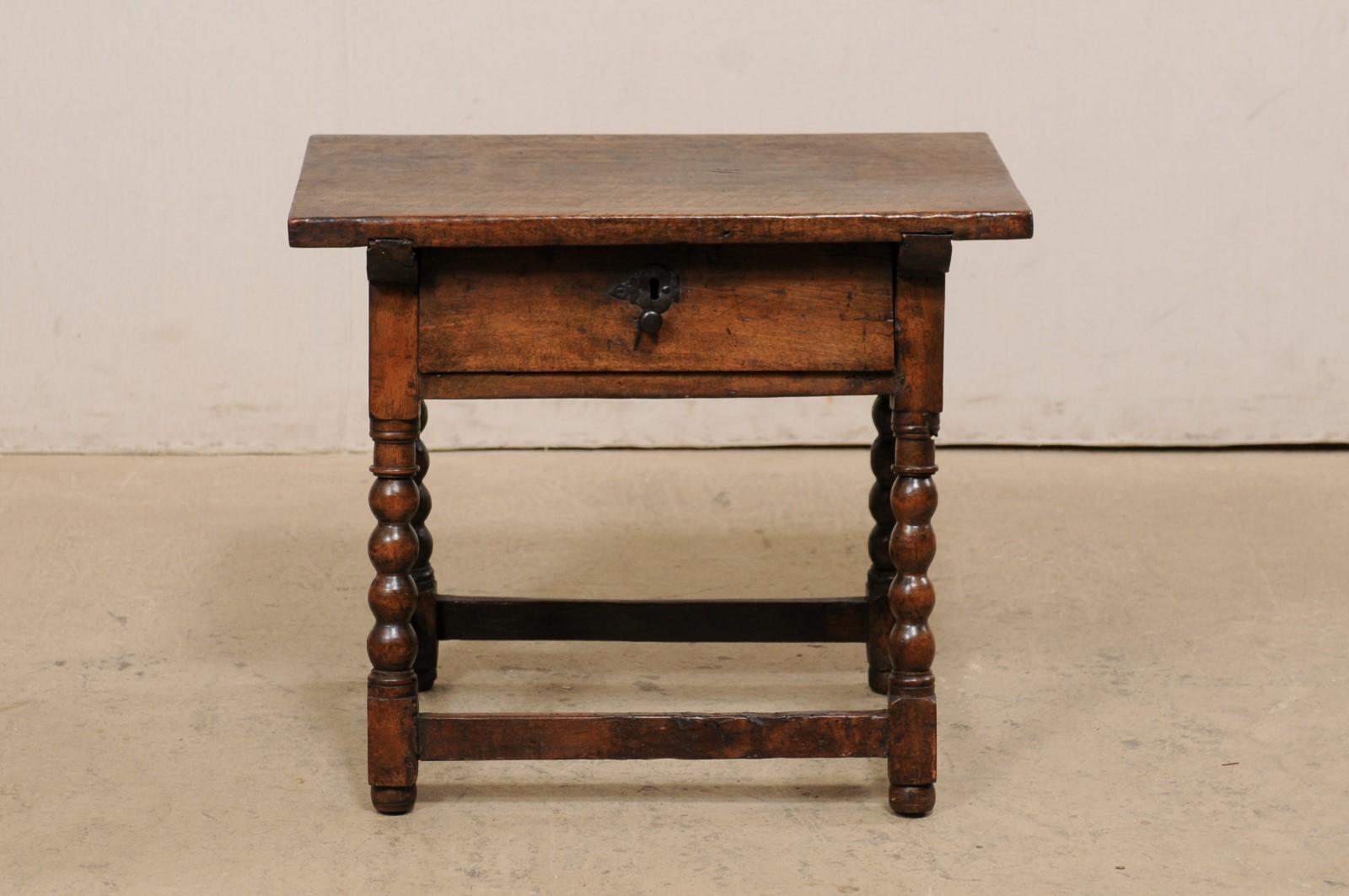 18th C. Italian Occasional Table w/Drawer Raised on Ball Turned & Carved Legs For Sale 3