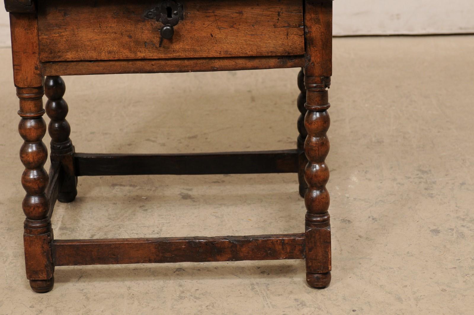 18th C. Italian Occasional Table w/Drawer Raised on Ball Turned & Carved Legs For Sale 4