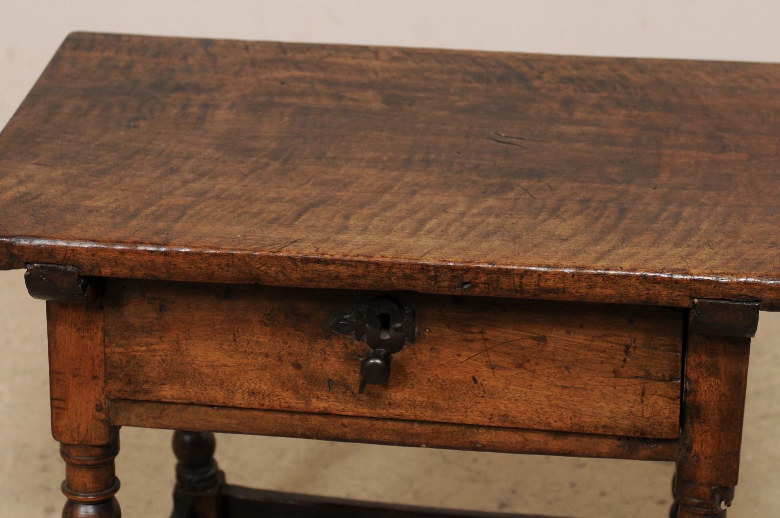 18th C. Italian Occasional Table w/Drawer Raised on Ball Turned & Carved Legs For Sale 5