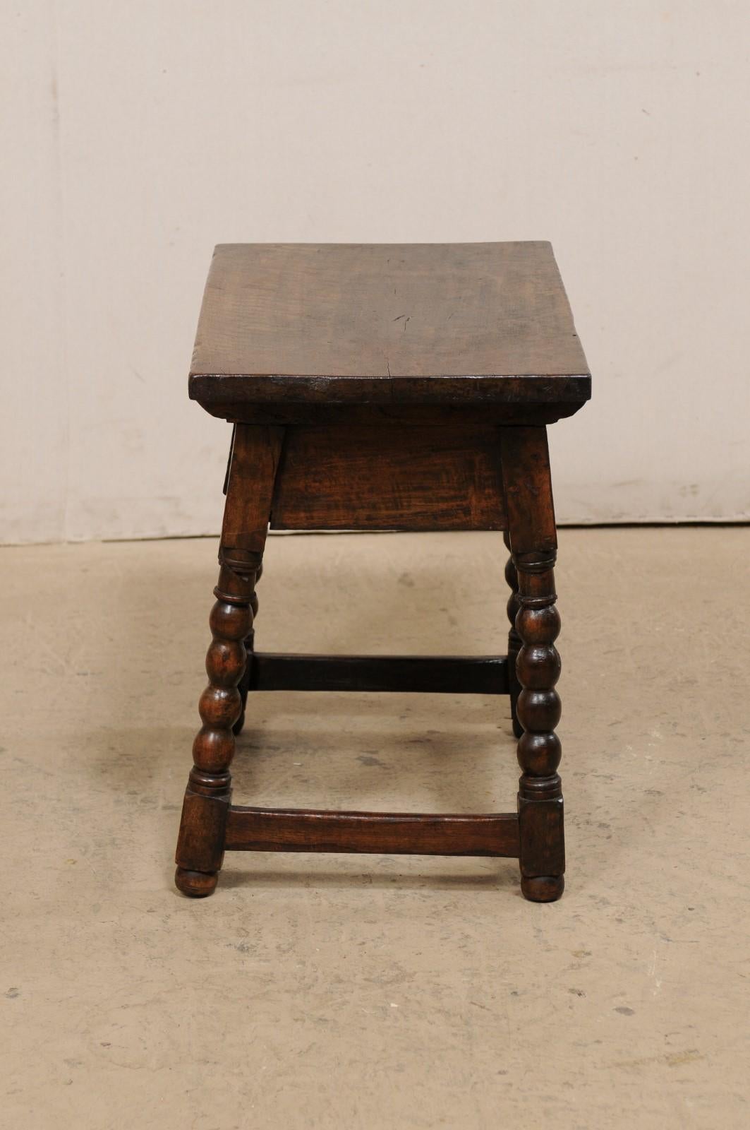 18th C. Italian Occasional Table w/Drawer Raised on Ball Turned & Carved Legs For Sale 2