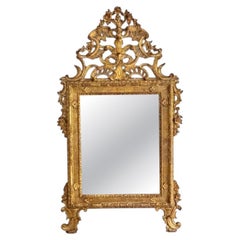 An 18th C Italian Piedmont Carved Giltwood Mirror
