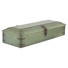 Caja rectangular de jade mogol del siglo XVIII, montada en plata, tallada a mano y biselada