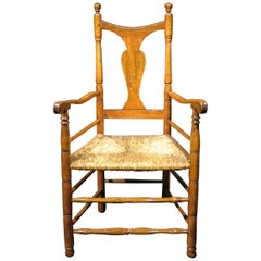 18th Century American Queen Anne Rush Seated Armchair, Connecticut Circa 1750