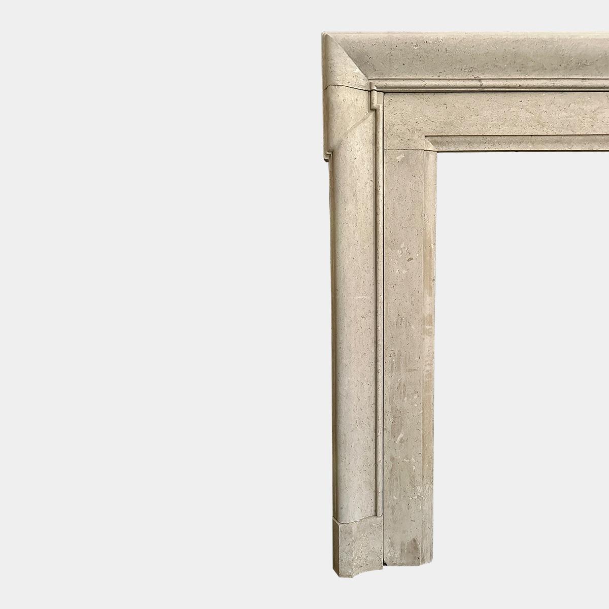 Carved An 18th Century Architectural English Stone Bolection Fireplace Mantel  For Sale