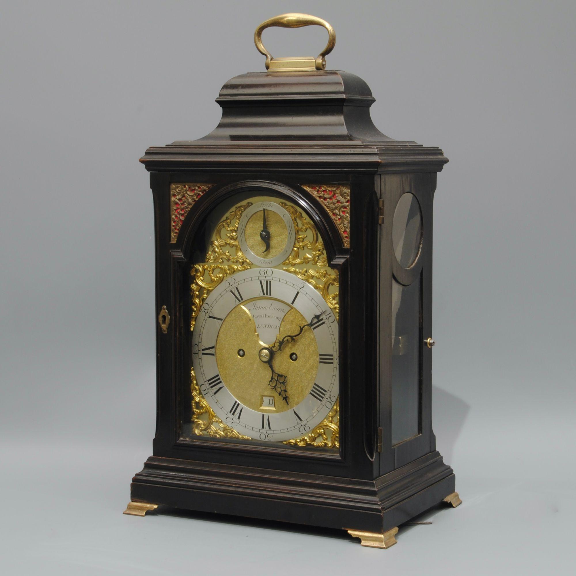 English 18th Century Bell Top Bracket Clock by James Evans For Sale