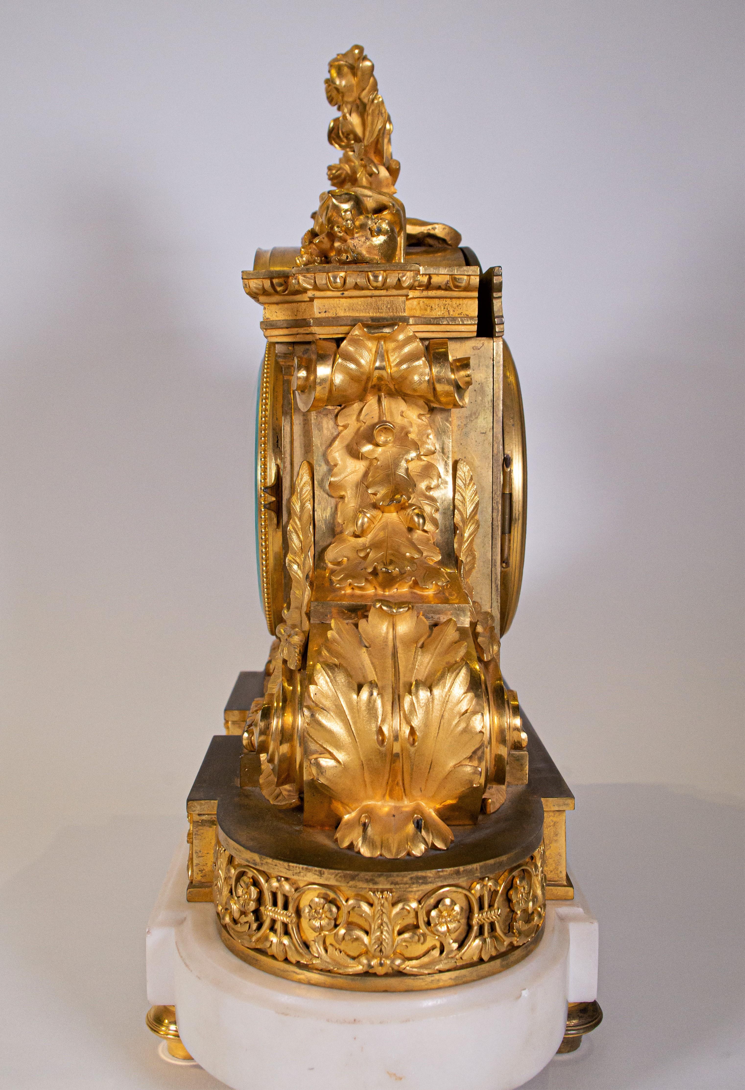 18th Century Carrara Marble and Dore Bronze Mantle Clock, F. Berthoud For Sale 7