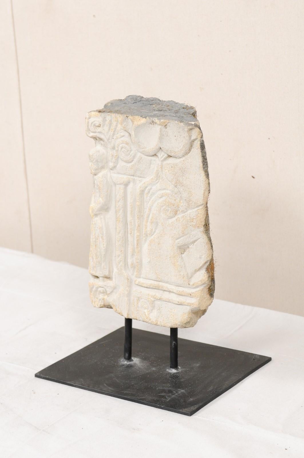 An 18th Century Carved Stone Fragment From Aragon, Spain 3
