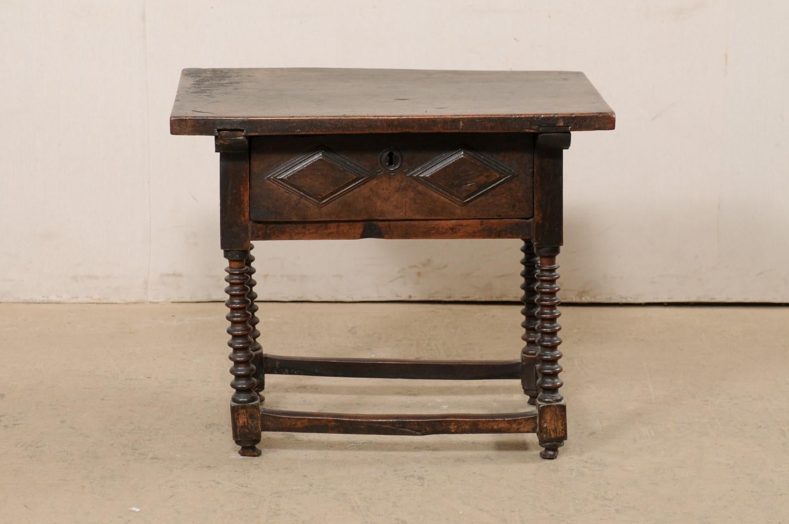 18th Century Carved-Walnut Occasional Table with Single Drawer from Italy 5