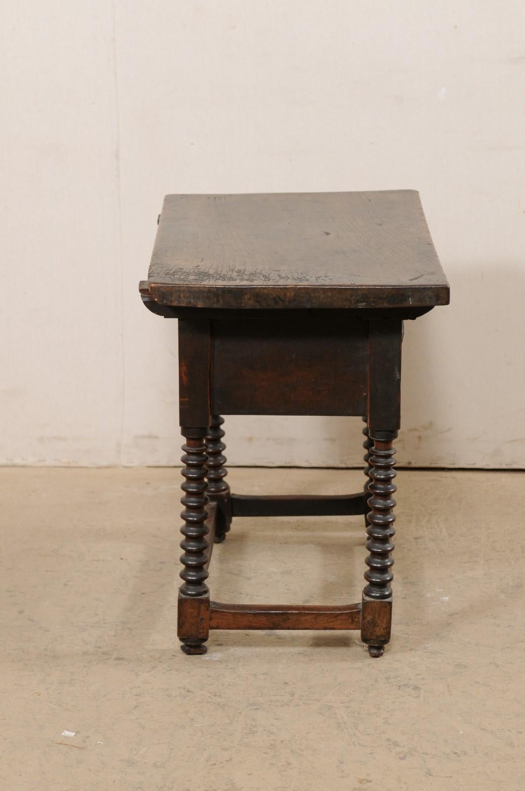 Wood 18th Century Carved-Walnut Occasional Table with Single Drawer from Italy