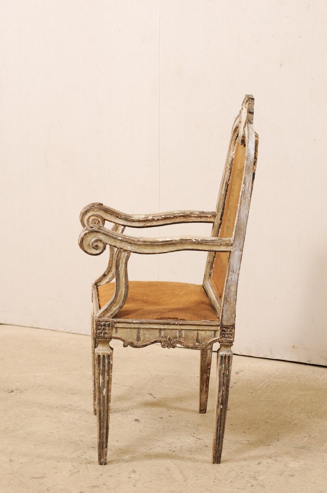 18th Century Carved-Wood & Upholstered Armchair from Italy For Sale 2