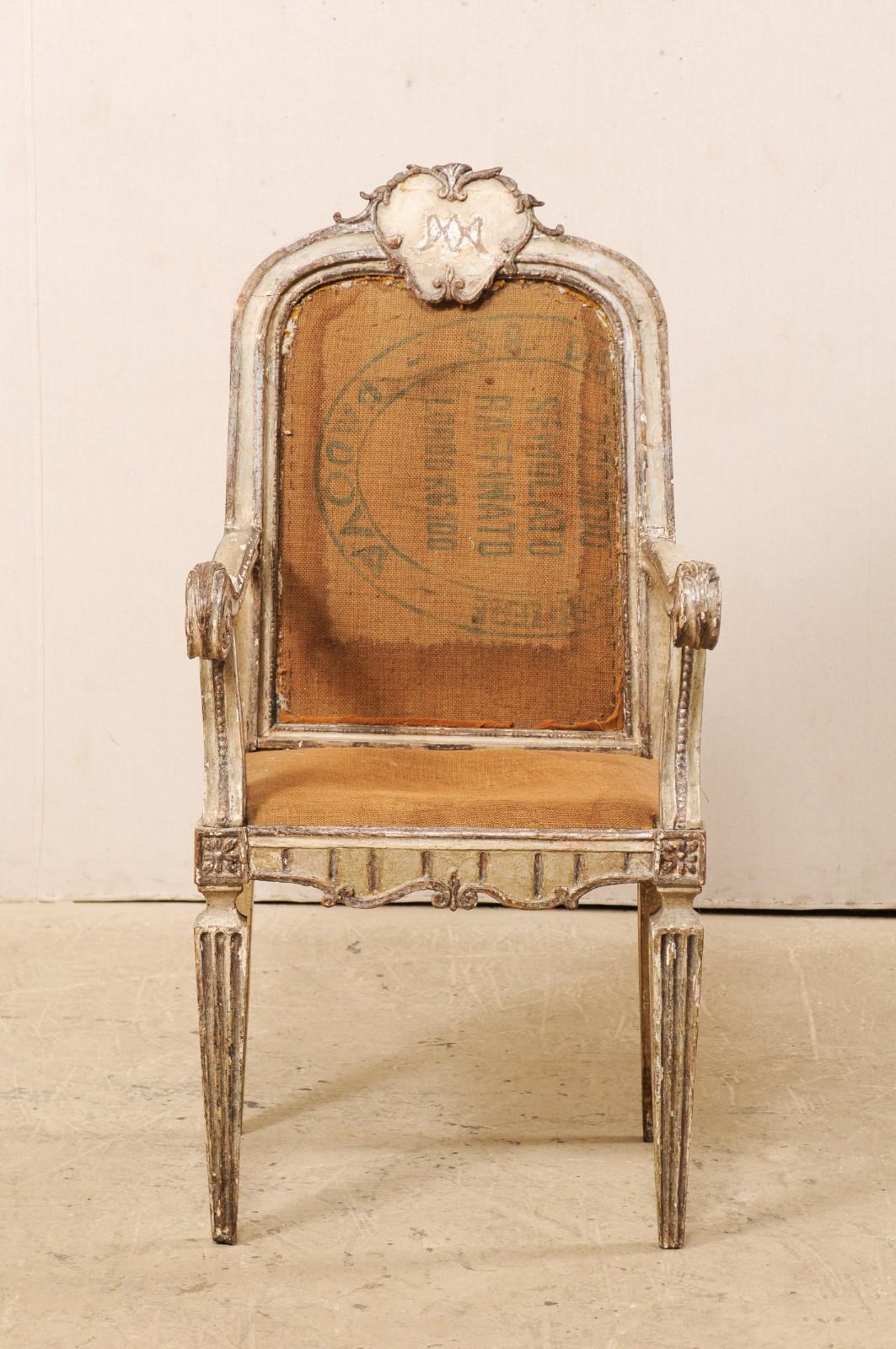 Geschnitzter und gepolsterter Sessel aus Italien, 18. Jahrhundert (Italienisch) im Angebot
