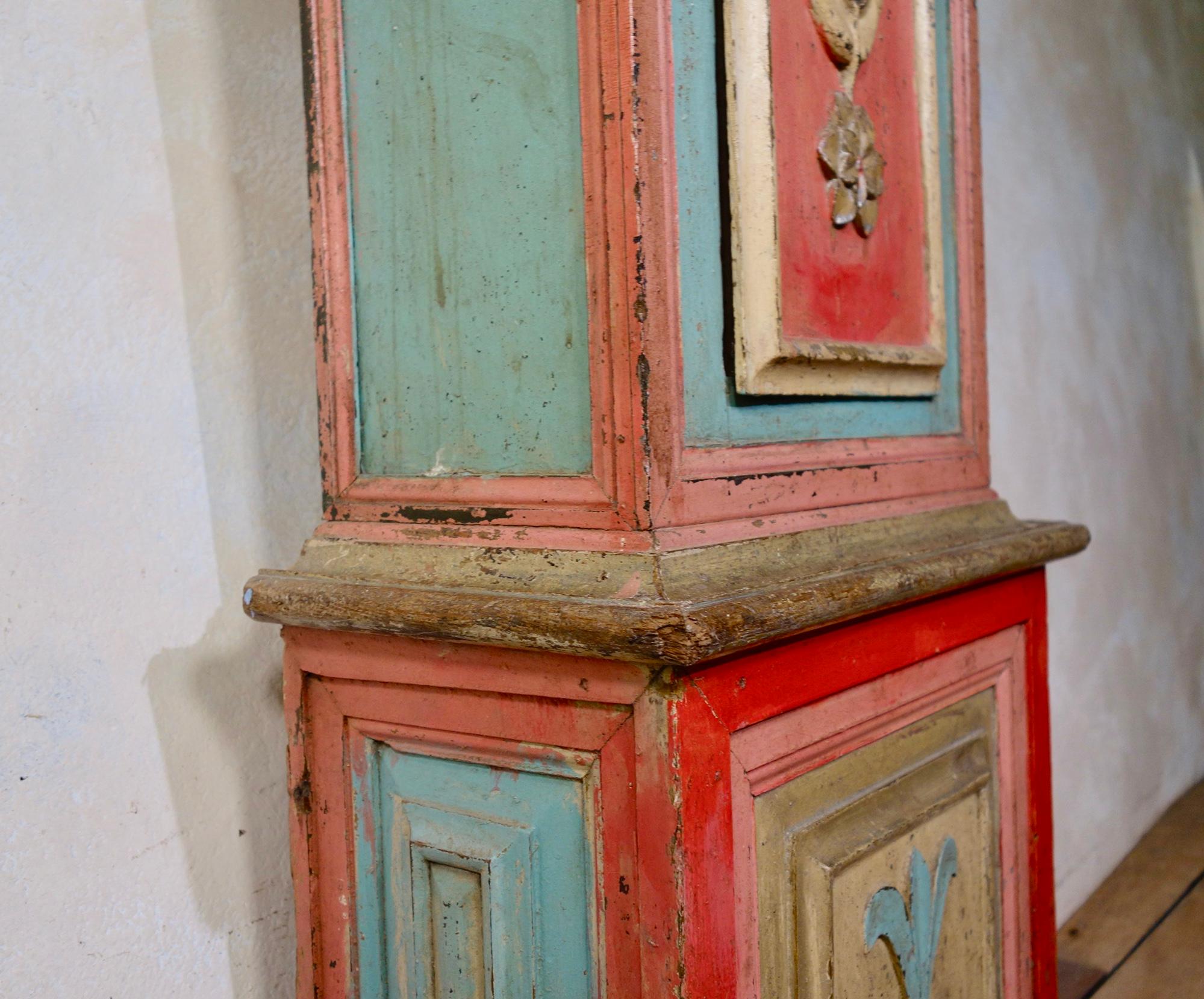 18th Century and Earlier An 18th Century Chestnut Colourful Original Painted Portuguese Longcase Clock  For Sale