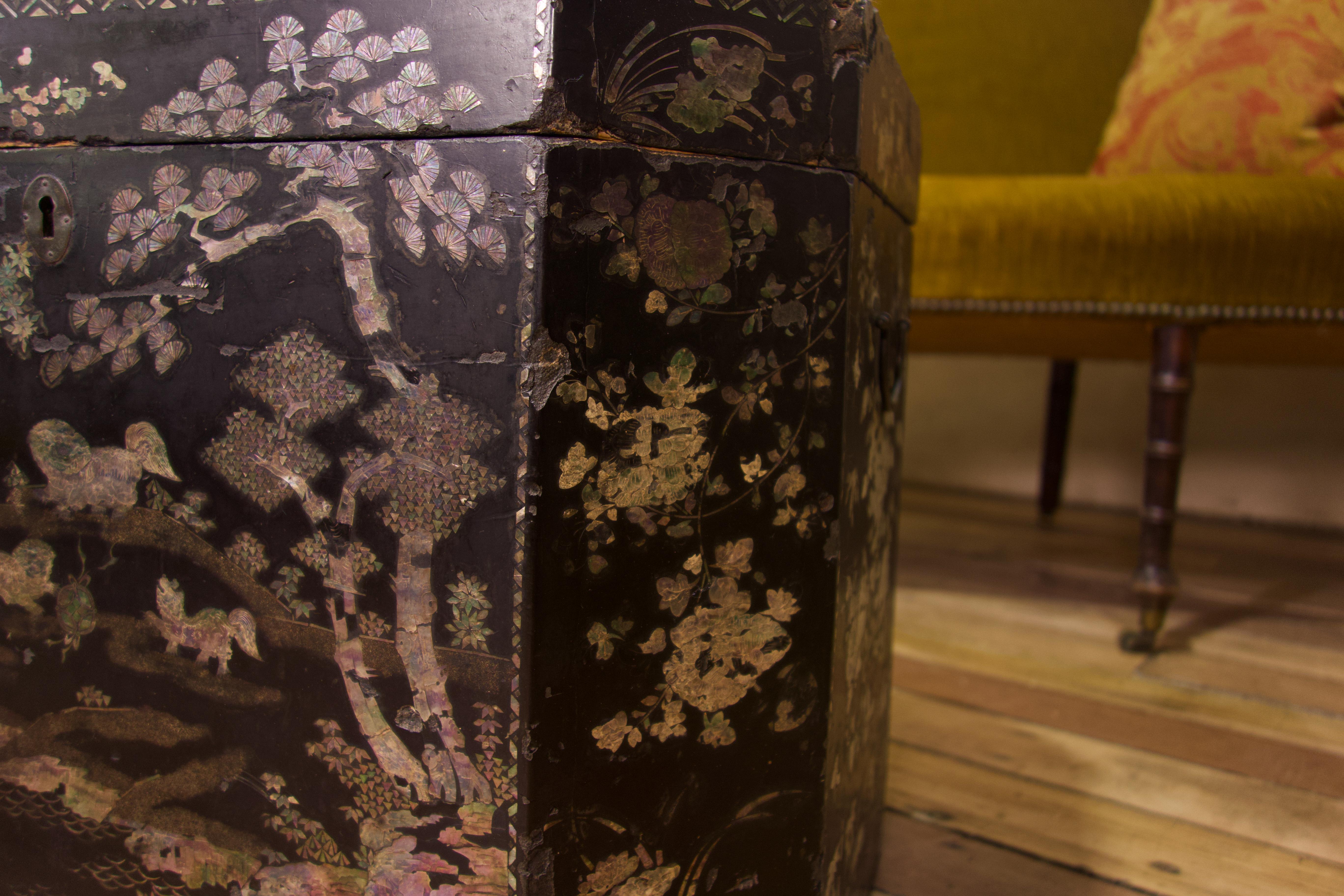 18th Century Chinese Export Mother Of Pearl Tea Chest For Sale 9