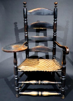 An 18th Century Ebonized Ladderback Writing Chair, New England Circa 1750