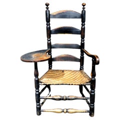 An 18th Century Ebonized Ladderback Writing Chair, New England Circa 1750