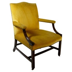 An 18th-Century English George III Hand-Carved Mahogany Open Armchair