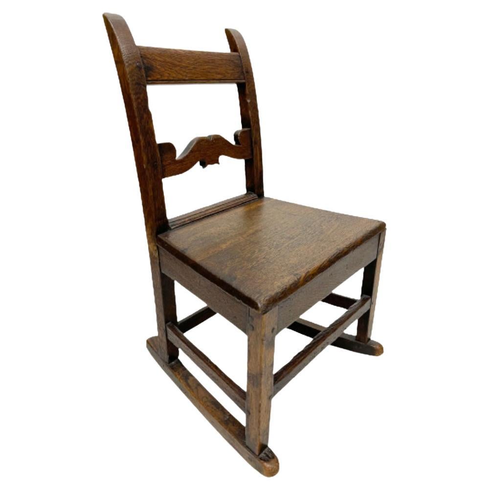 18th Century English Oak Children's Rocking Chair For Sale