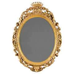 Miroir en bois doré à coronet du XVIIIe siècle, de style rococo anglais