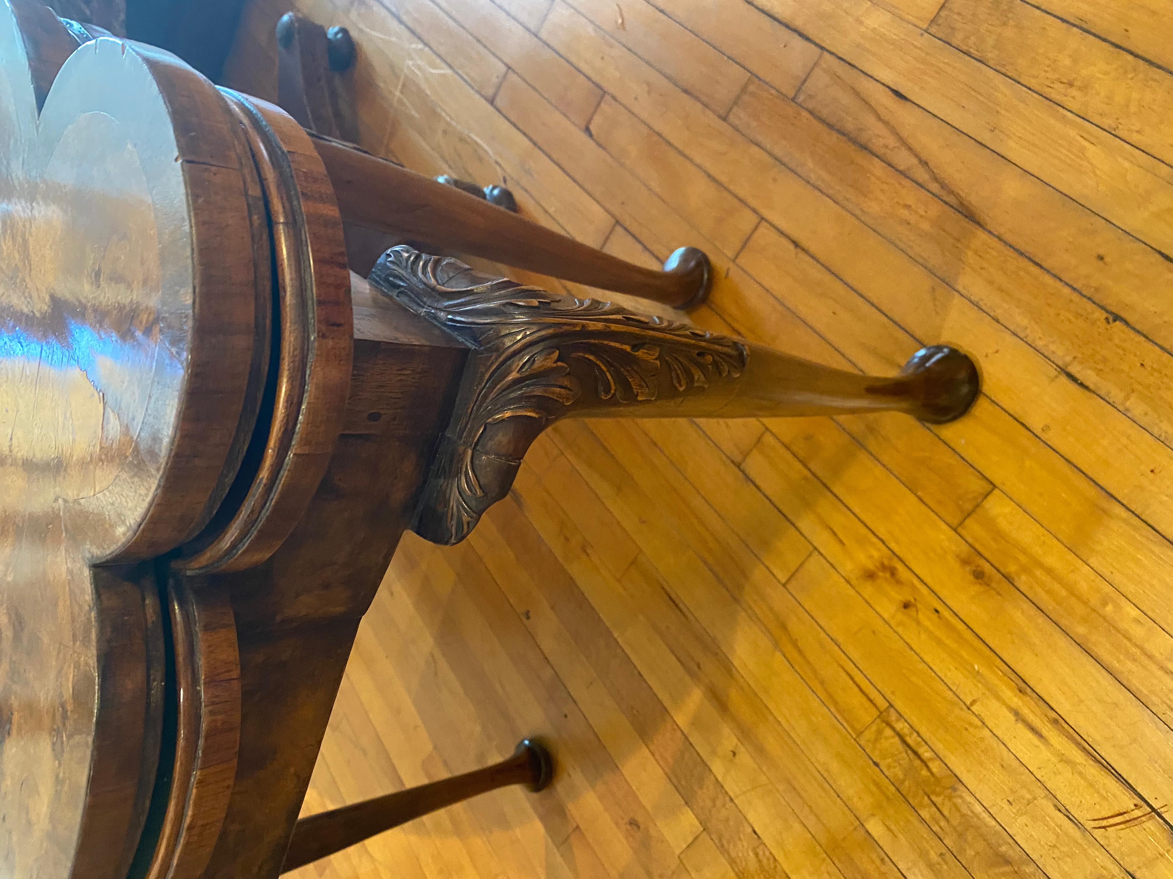 George III An 18th Century English Walnut Flip Top Games Table, Accordian Base, Great Color For Sale