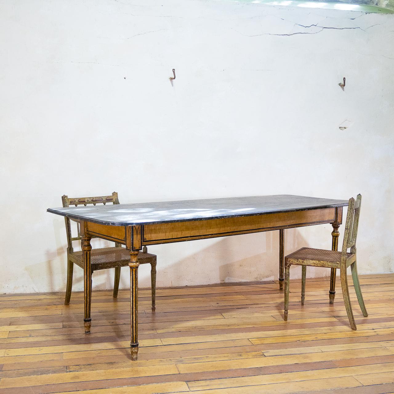 18th Century Faux Quilted Maple Painted Swedish farmhouse Table 10