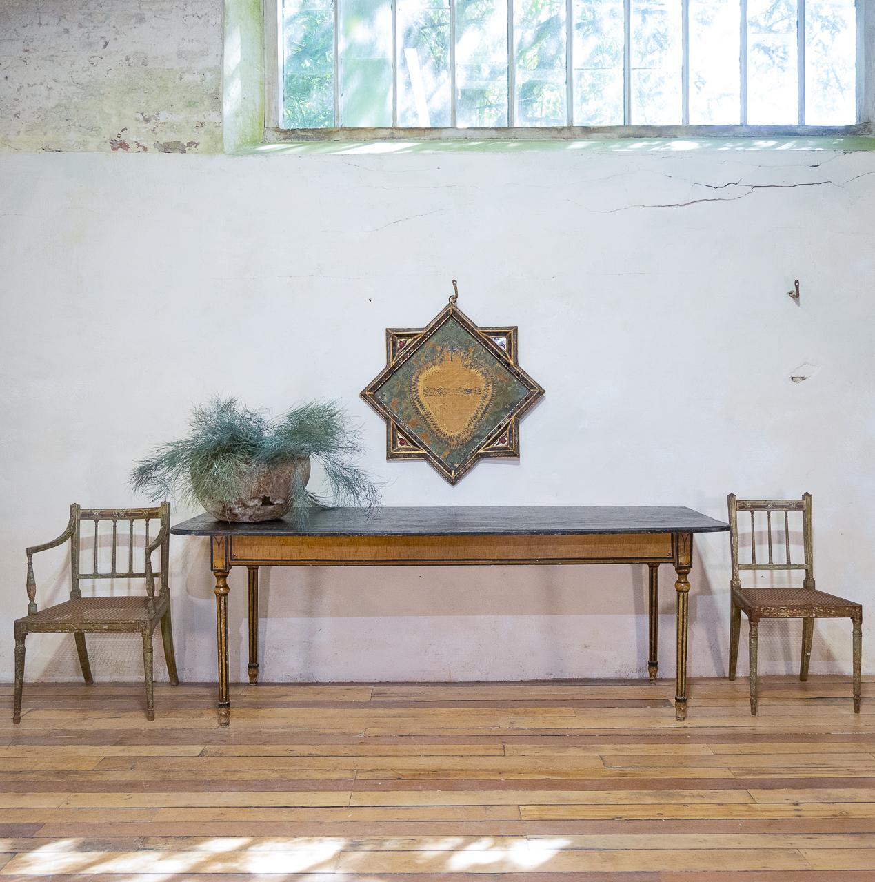 18th Century Faux Quilted Maple Painted Swedish farmhouse Table In Good Condition For Sale In Basingstoke, Hampshire