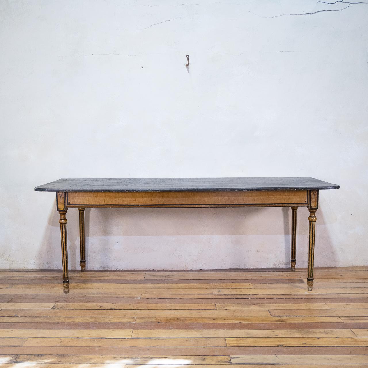 18th Century and Earlier 18th Century Faux Quilted Maple Painted Swedish farmhouse Table