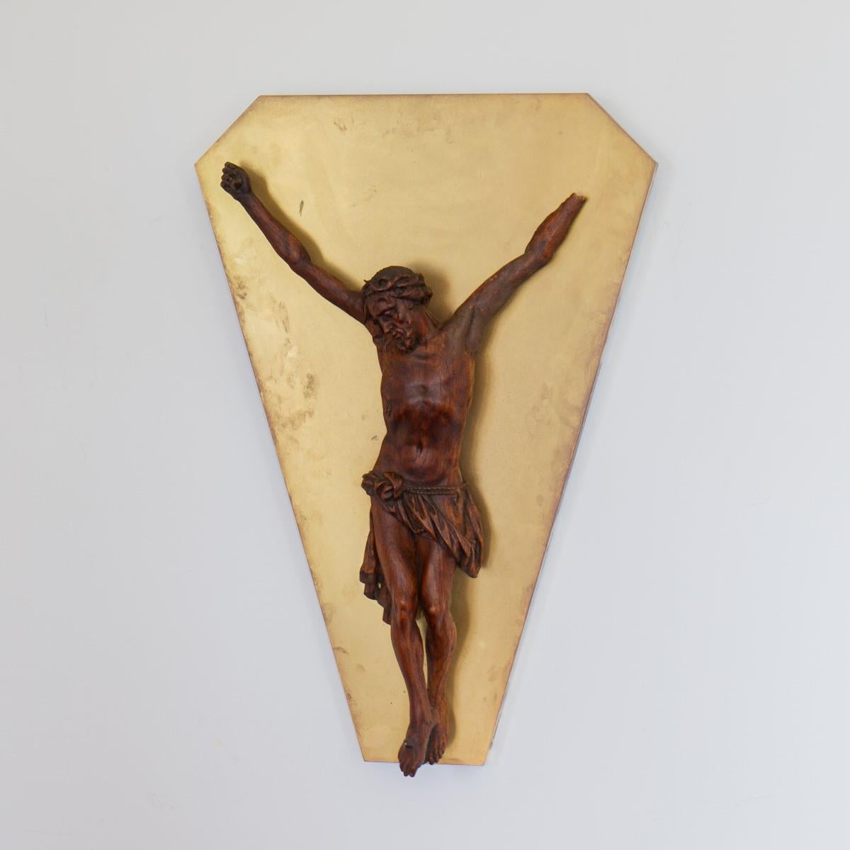 Brass 18th Century Flemish Carved Figure of Christ Wall Sculpture