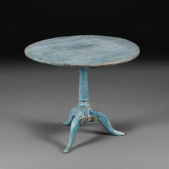 An 18th Century Folk Blue Painted Circular Centre Table